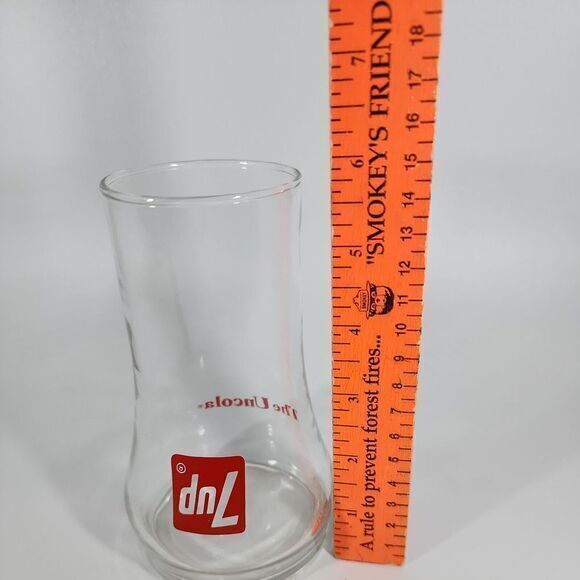 Vtg Mid-Century 7‎ UP THE UNCOLA Upside Down Clear Soda Tumbler Glass 1970's - Picture 1 of 5